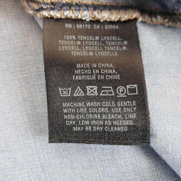 Anthro Holding Horses SIZE S Blue Chambray Denim Embroidered Button Down Women’s - Picture 9 of 10